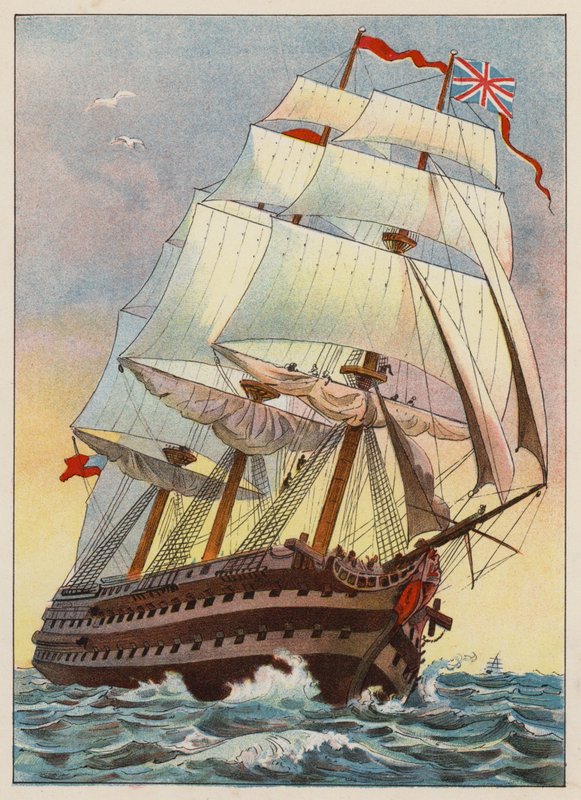 Et krigsskip i 1837 (gravering) av English School