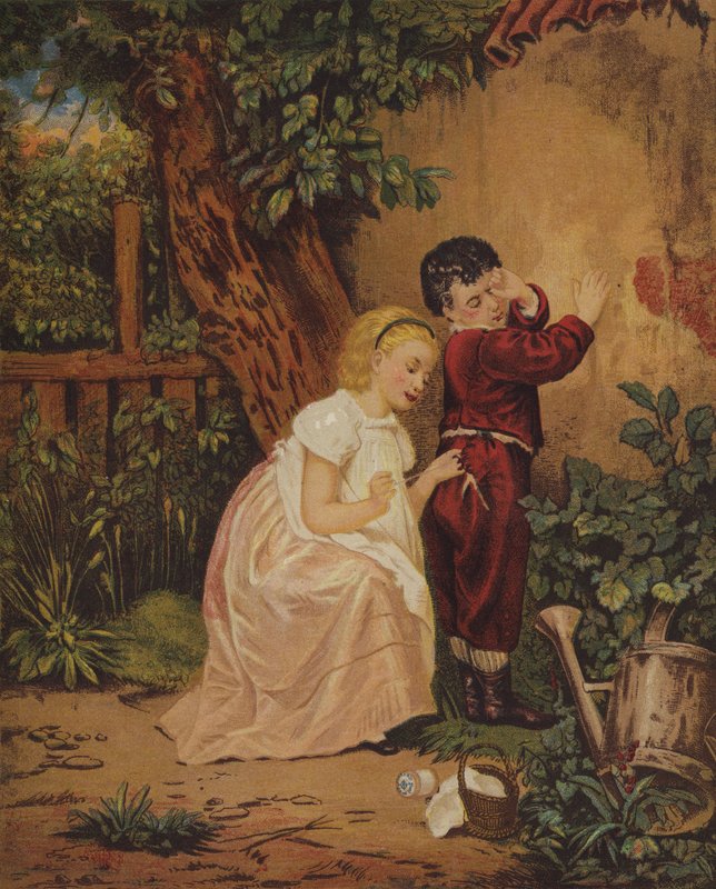 A Stitch in Time (chromolitho) av English School