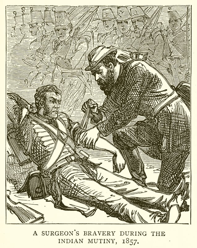 A Surgeons Bravery under the Indian Mytery, 1857 av English School