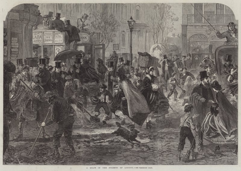 A Thaw in the Streets of London (gravering) av English School