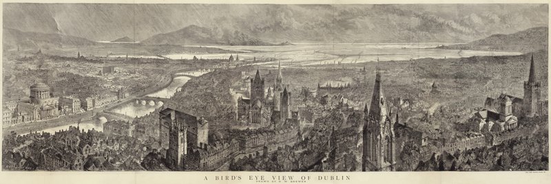 Et fugleperspektiv av Dublin av English School