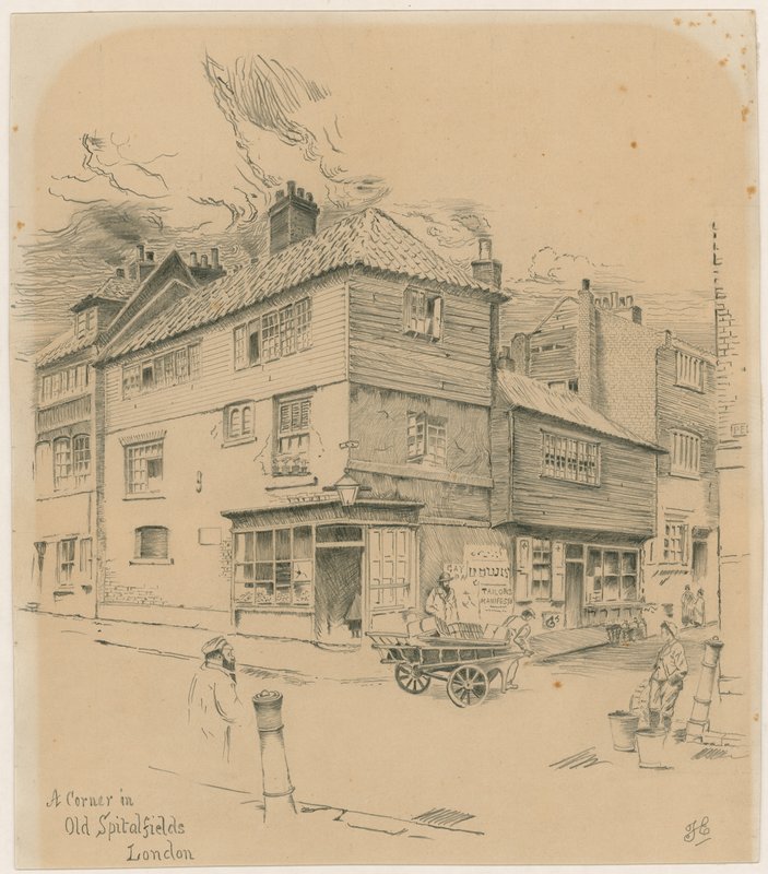 Et hjørne i Old Spitalfields, London av English School