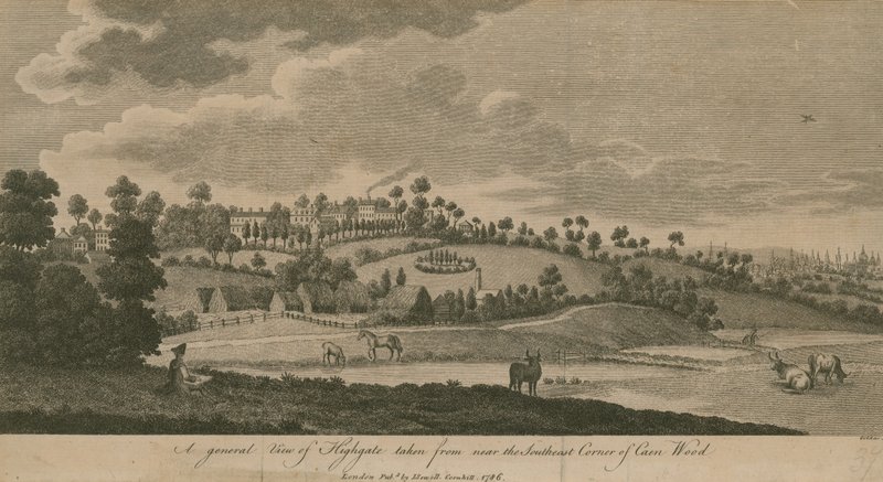 En generell utsikt over Highgate, London, tatt fra nær det sørøstlige hjørnet av Caen Wood av English School
