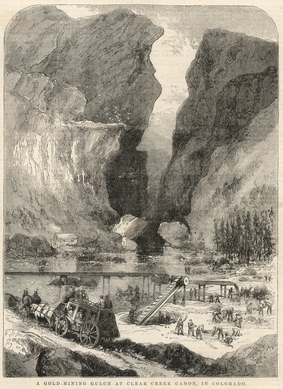 En gullgruvegrav ved Clear Creek Canyon i Colorado av English School