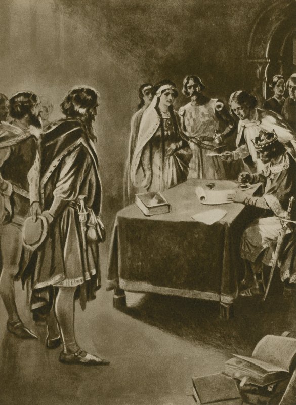 En kongens kongelige charter for å grave kull (gravyr) av English School