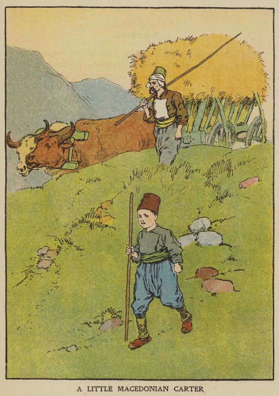 En liten makedonsk vogn (farge litho) av English School