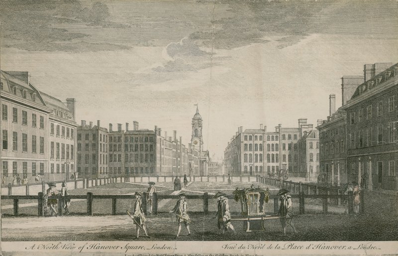 En nordlig utsikt over Hanover Square, London av English School