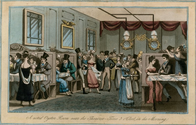 Et kjent Oyster Room nær teatrene, klokken 3 om morgenen av English School