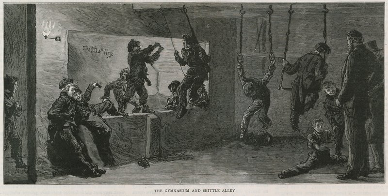 Et lekerom for de fattige i Islington: Gymsalen og kjeglebanen av English School