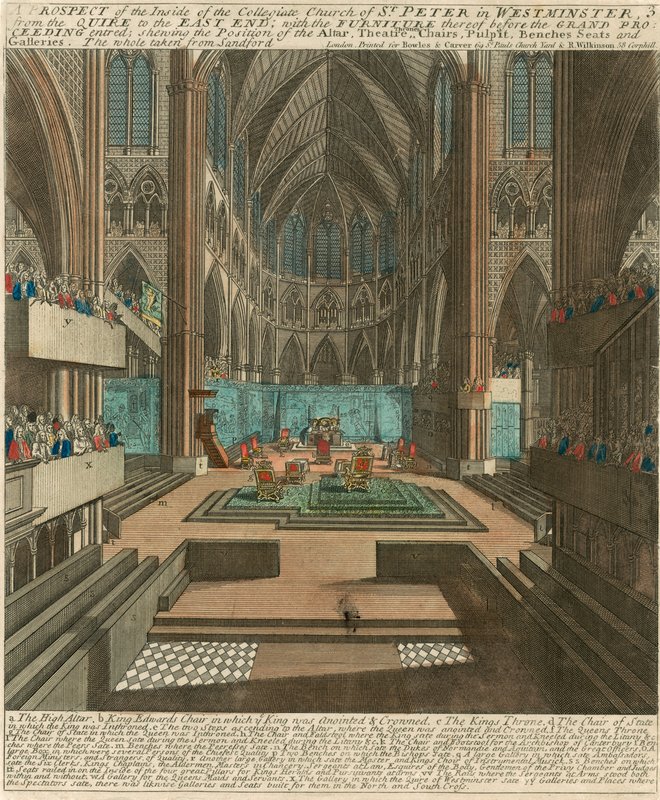 Et prospekt av innsiden av Collegiate Church of St Peter i Westminster (Westminster Abbey) av English School
