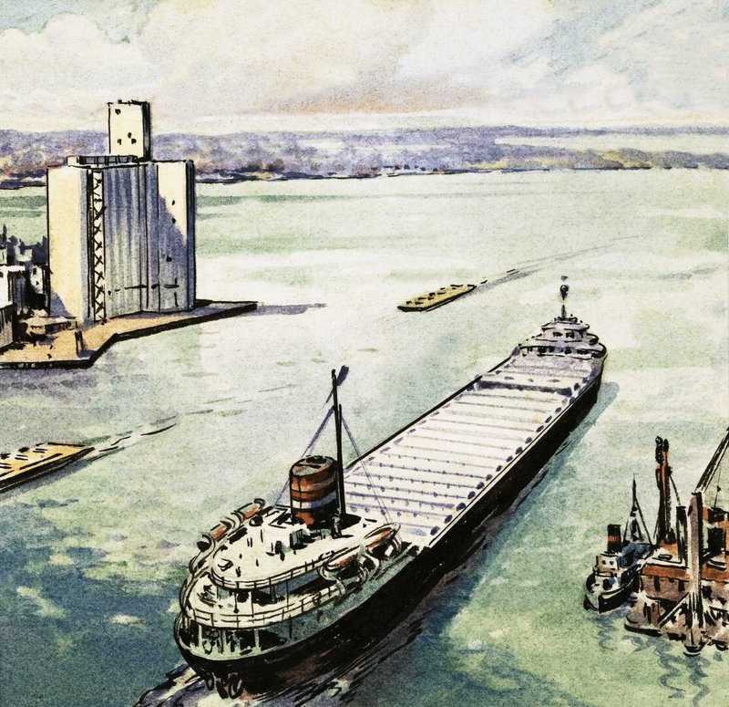 Et tankskip som seiler på Lake Michigan av English School