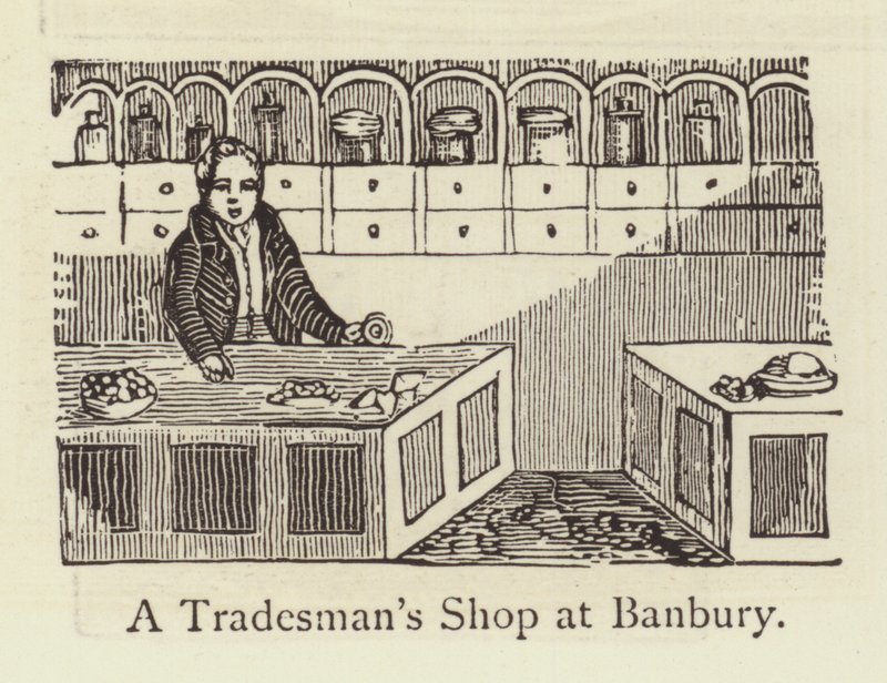 En håndverkerbutikk i Banbury (gravering) av English School