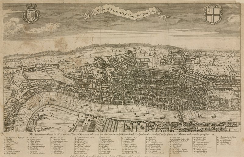 En utsikt over London rundt år 1560 av English School