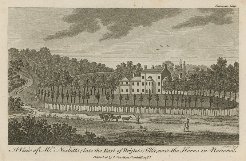 En utsikt over Mr Nesbitts (sen jarl av Bristols) Villa, nær Horns i Norwood av English School