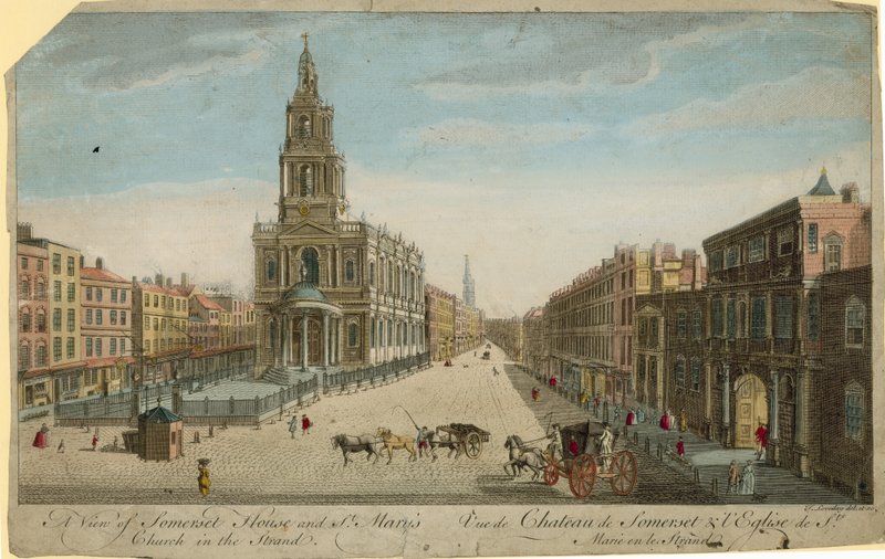 Utsikt over Somerset House og St Marys Church i Strand av English School
