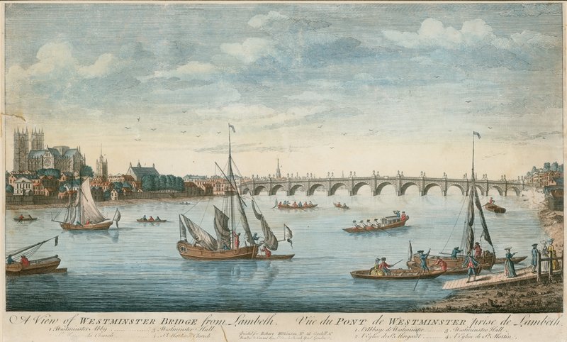 Utsikt over Westminster Bridge fra Lambeth av English School