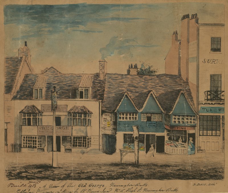 Utsikt over Old George, Newington Butts, London av English School
