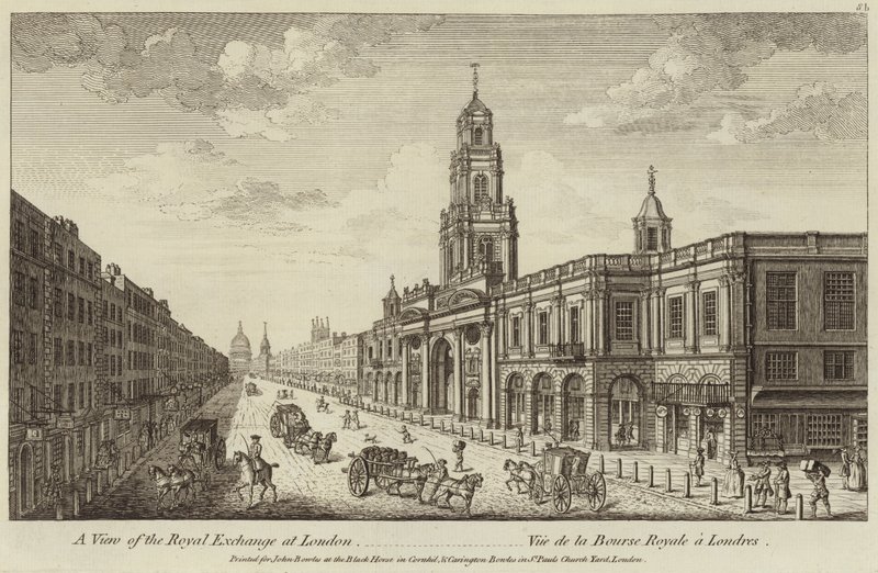 Utsikt over Royal Exchange i London av English School