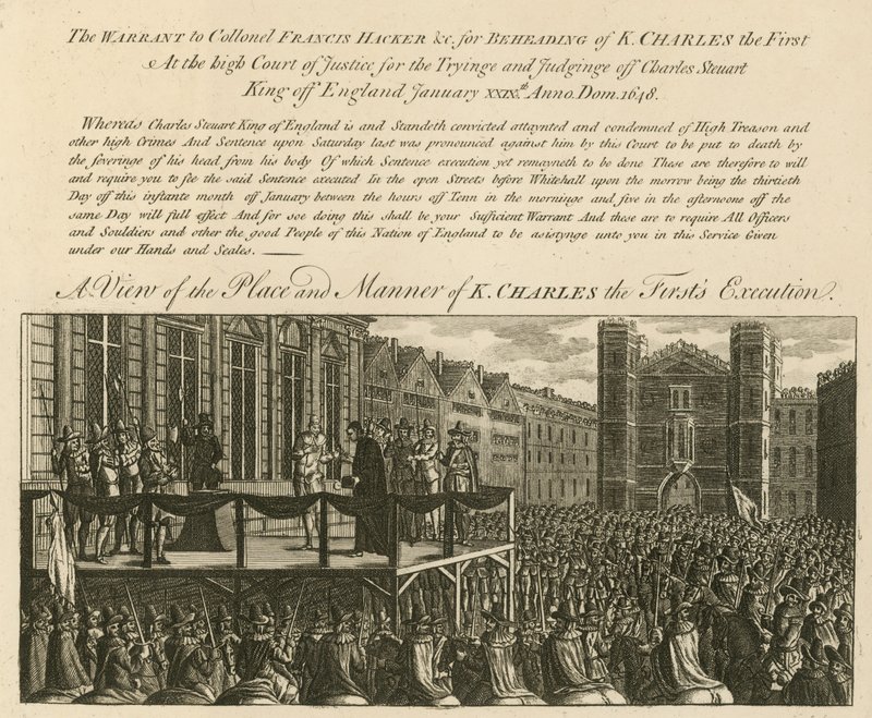 En utsikt over stedet og måten kong Charles er henrettet av English School