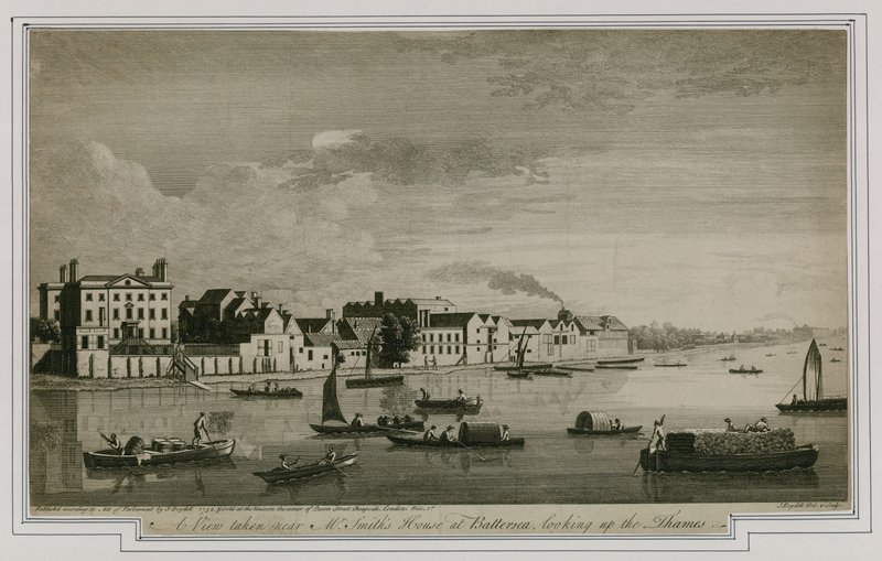En utsikt tatt nær Mr Smiths House ved Battersea, og ser oppover Themsen av English School