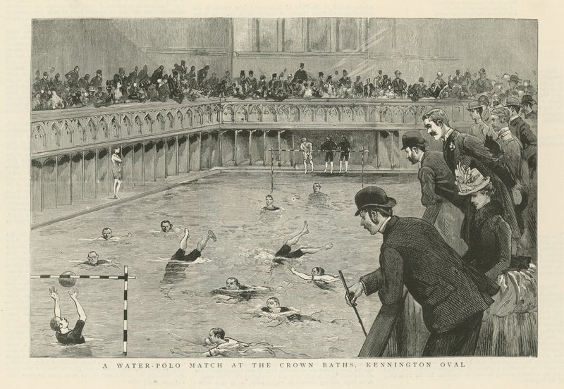 En vannpolokamp på Crown Baths av English School