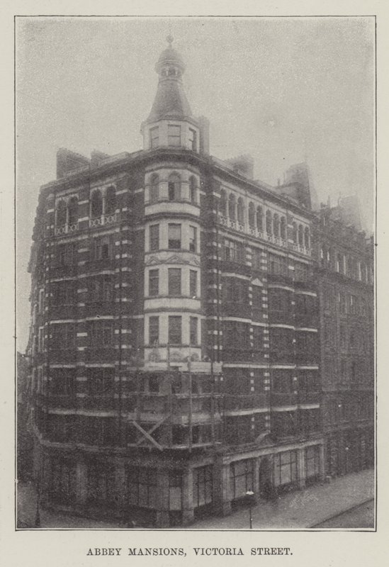 Abbey Mansions, Victoria Street (gravering) av English School