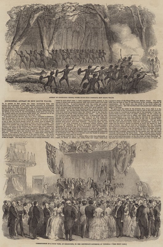 Aboriginal Affray i New South Wales (gravering) av English School