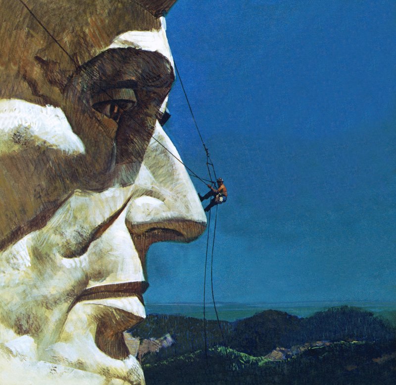 Abraham Lincolns nese på Mount Rushmore National Memorial av English School