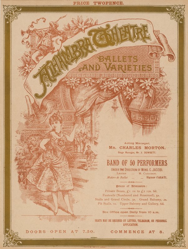 Annonse for Alhambra Theatre, Leicester Square, London av English School