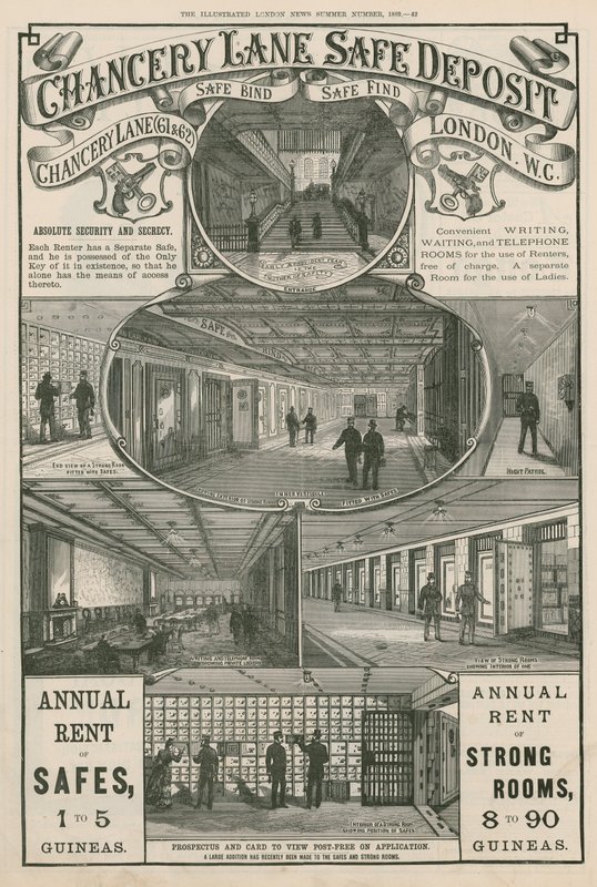 Annonse for Chancery Lane Safe Deposit, 61 & 62 Chancery Lane, London av English School