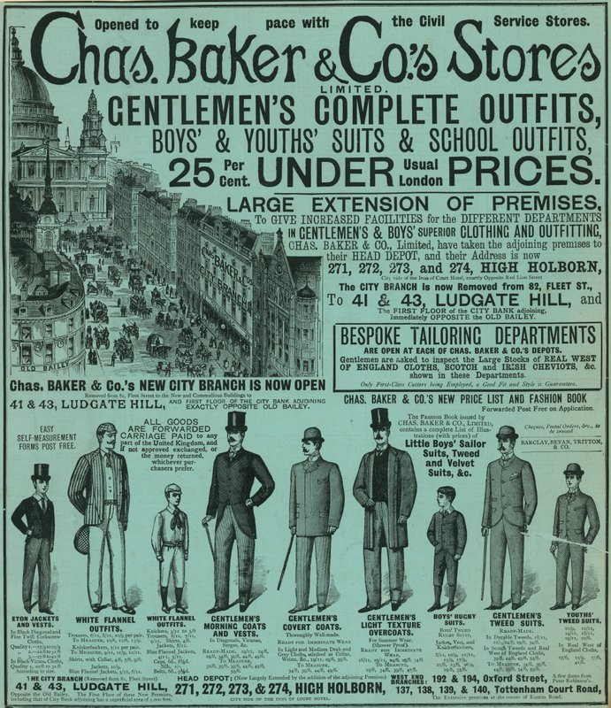 Annonse for Chas Baker & Cos Stores av English School