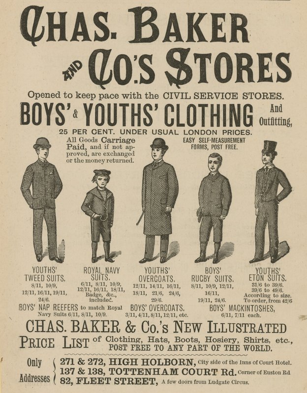 Annonse for Chas Baker & Cos Stores av English School