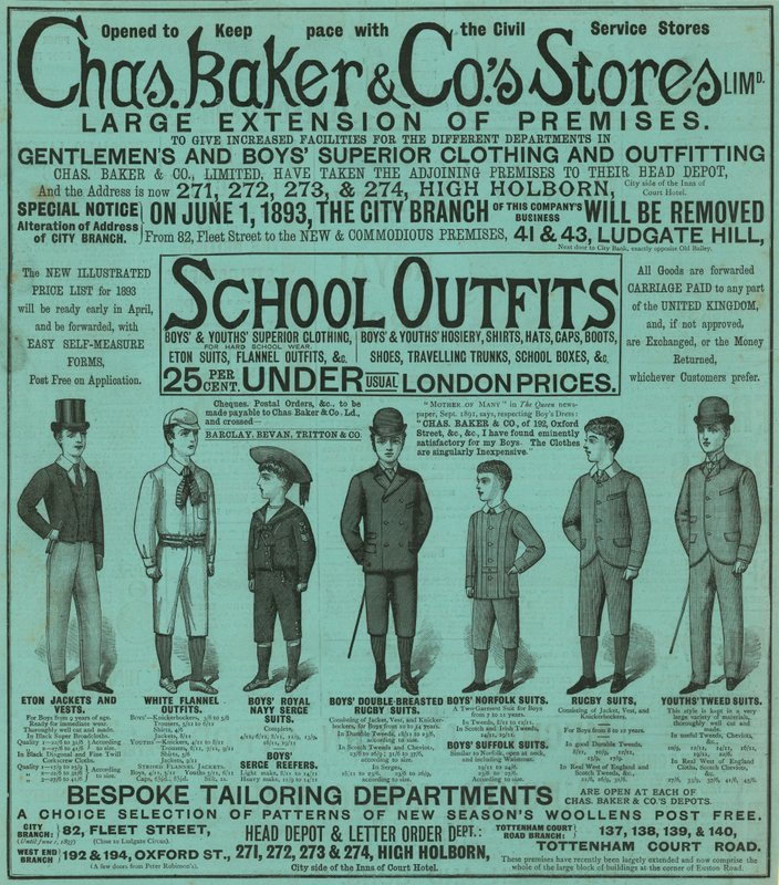 Annonse for Chas Baker & Cos Stores av English School