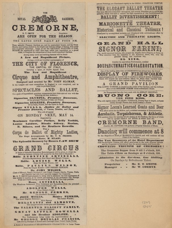 Annonse for Cremorne Gardens, London av English School