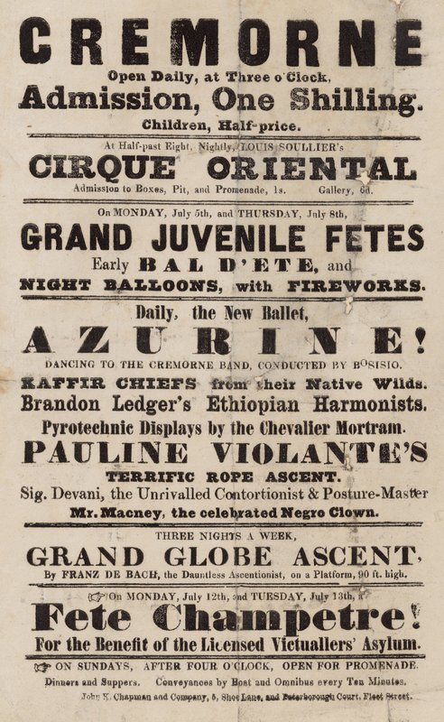 Annonse for Cremorne Gardens, London av English School