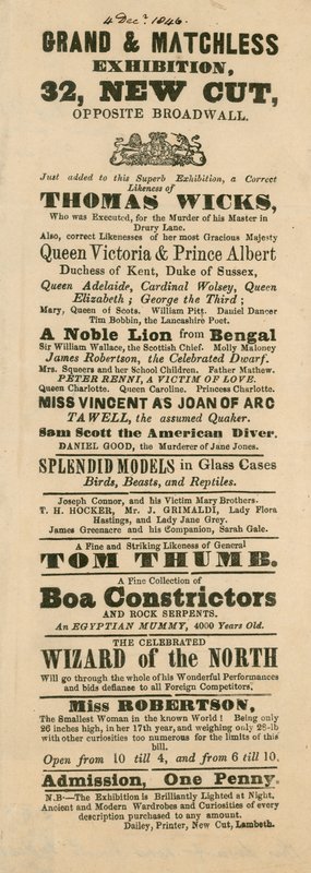 Annonse for Fergusons Grand and Oriental Promenade and Exhibition, 32 New Cut, Lambeth, London av English School