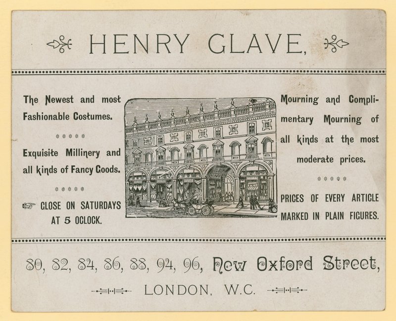 Annonse for Henry Glave, New Oxford Street, London av English School