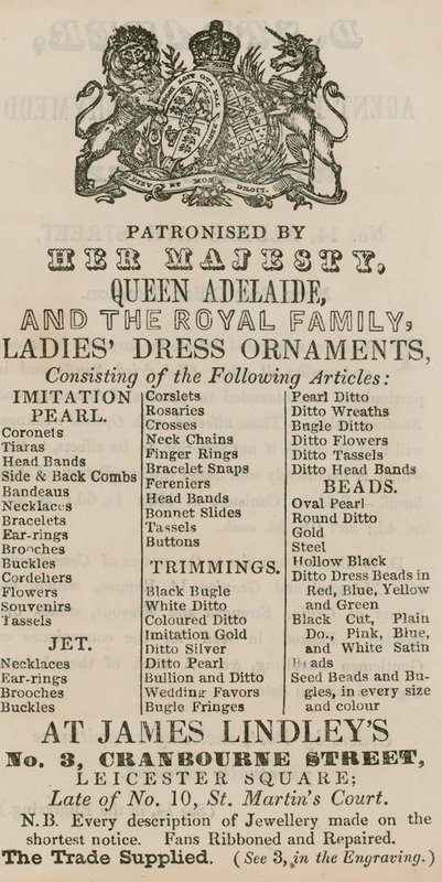 Annonse for James Lindleys, 3 Cranbourne Street, Leicester Square, London av English School