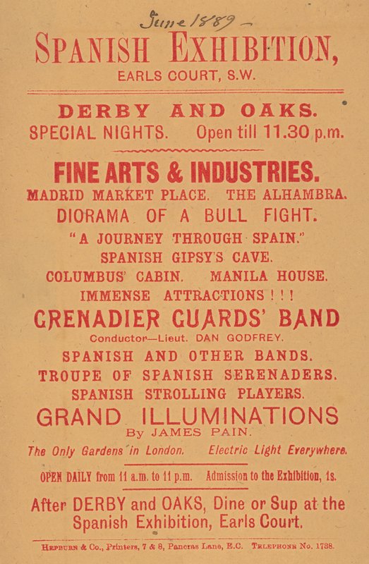Annonse for spansk utstilling, Earls Court av English School
