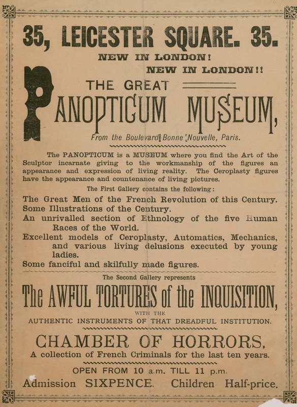 Annonse for The Great Panopticum Museum, 35 Leicester Square, London, 1854 av English School
