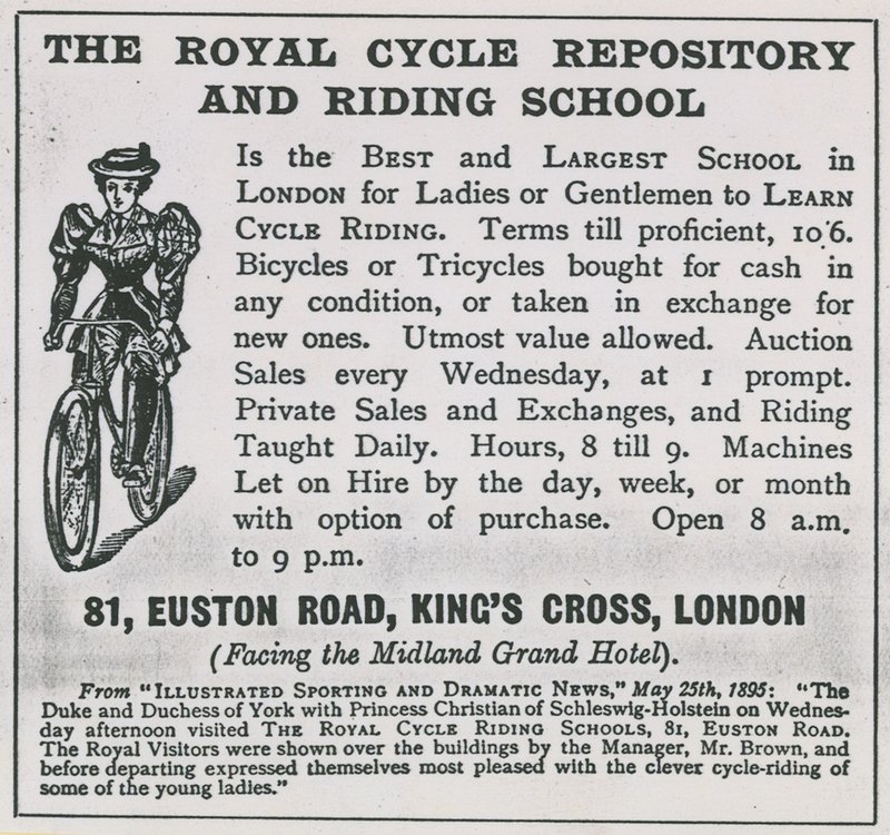 Annonse for The Royal Cycle Repository and Ride School av English School