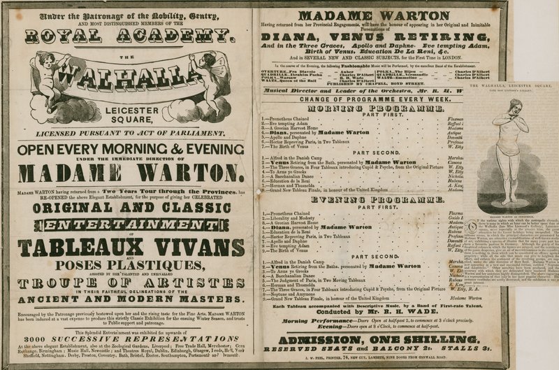Annonse for The Walhalla, Leicester Square, under ledelse av Madame Warton av English School