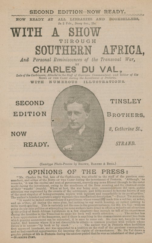 Annonse for With a Show Through Southern Africa av Charles Du Val av English School