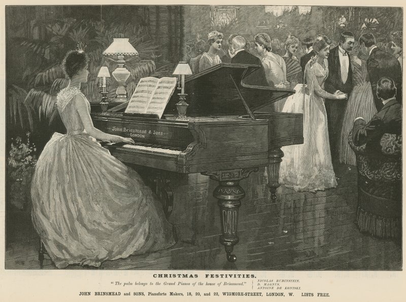 Annonse for pianomaker John Brinsmead and Sons, Wigmore Street, London av English School