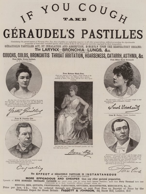 Annonse, Geraudels Pastiller (gravering) av English School