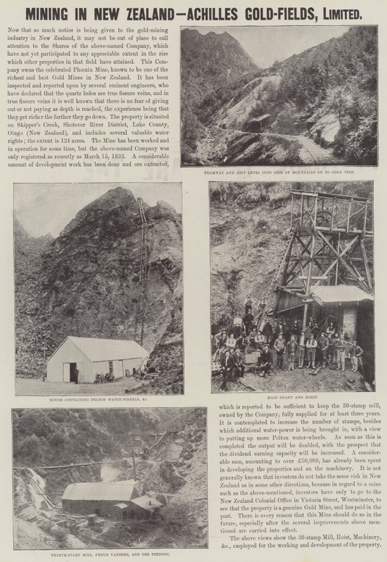 Annonse, Gruvedrift i New Zealand, Achilles Gold-Fields (gravering) av English School