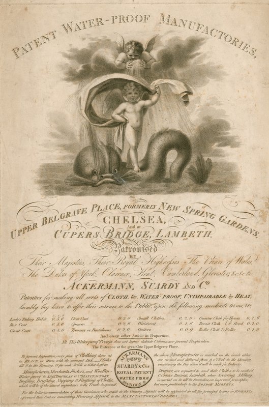 Annonse for Ackermann, Stardy & Co., Patent Water-Proof Manufactories av English School