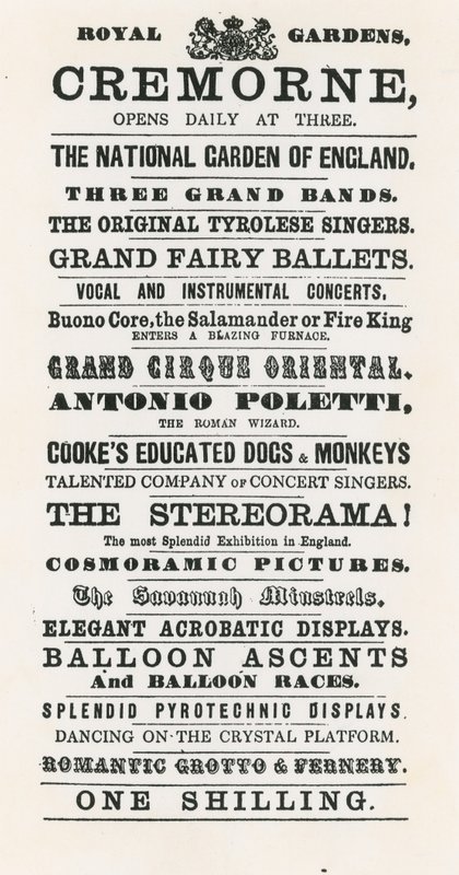 Annonse for Cremorne Gardens av English School