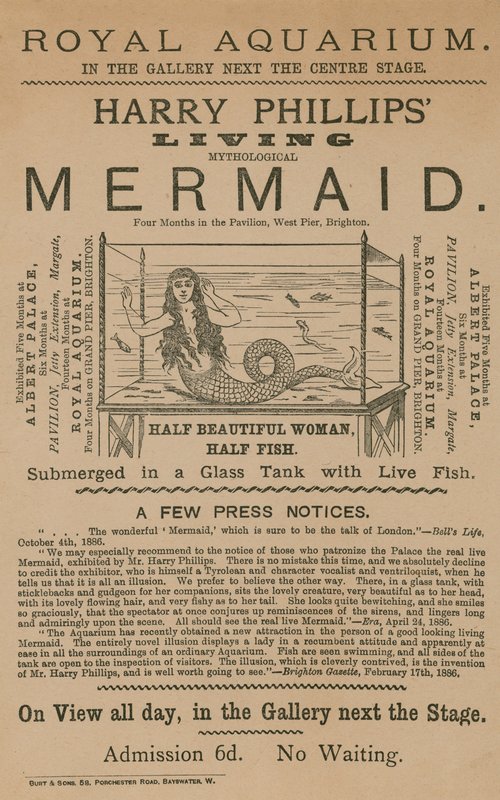 Annonse for Harry Phillips Living Mythological Mermaid av English School