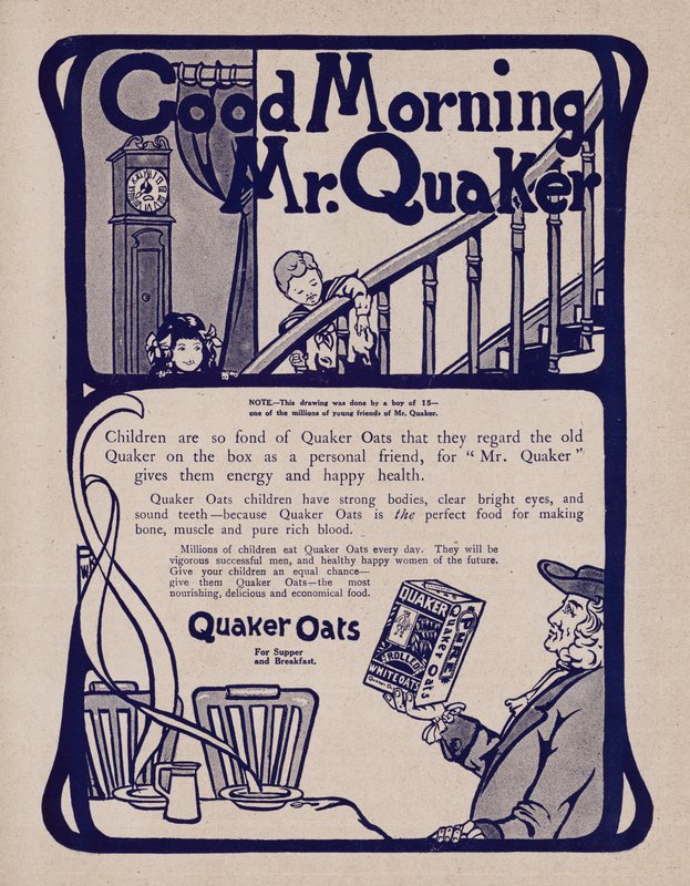 Annonse for Quaker Oats frokostblanding (litho) av English School